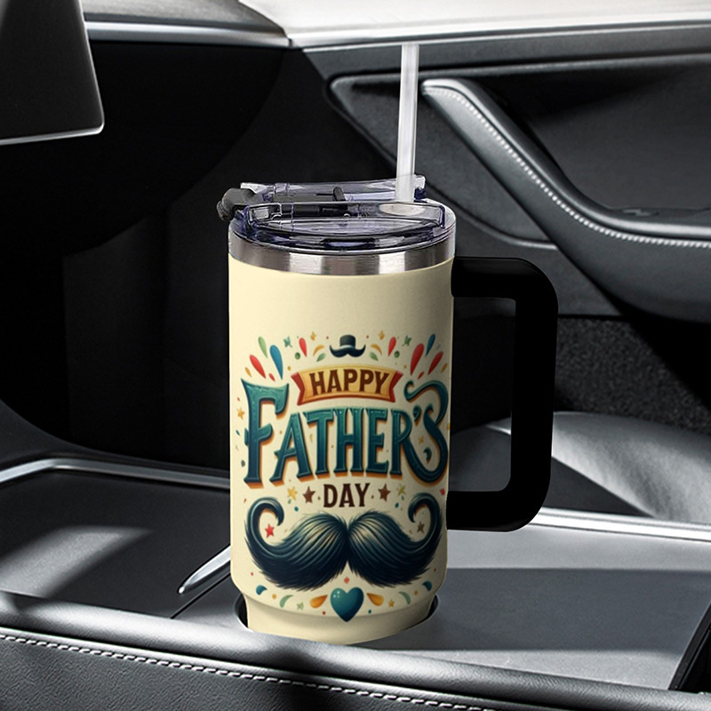 Cross-border una taza de mango personalizada de 40oz taza de automóvil taza de acero inoxidable de gran capacidad taza de paja taza de automóvil