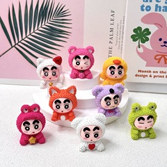 座っている動物のしんちゃんdiyブラインドバッグ萌え粒の携帯チェーンの部品のキーホルダーのペンダントが可愛いです。
