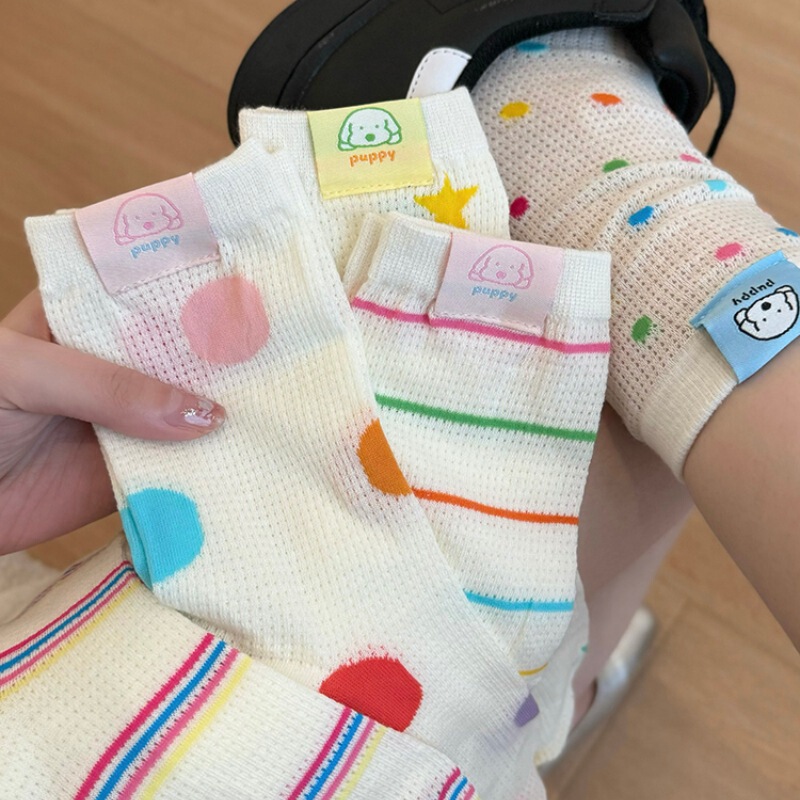 Colorful Women's Mid-Calf Socks, Summer Thin Dopamine Cute Mesh Breathable Ins Trendy Pure Cotton Long Socks for Summer Colorful Women's Mid-Calf Socks, Summer Thin Dopamine Cute Mesh Breathable Ins Trendy Pure Cotton Long Socks for Summer