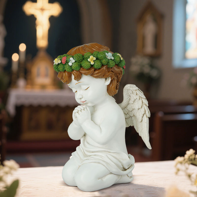  Specializes in Resin Angel Praying Boy Kneeling Ornaments Home Desktop Resin Creative Sculpture Decorative Gifts