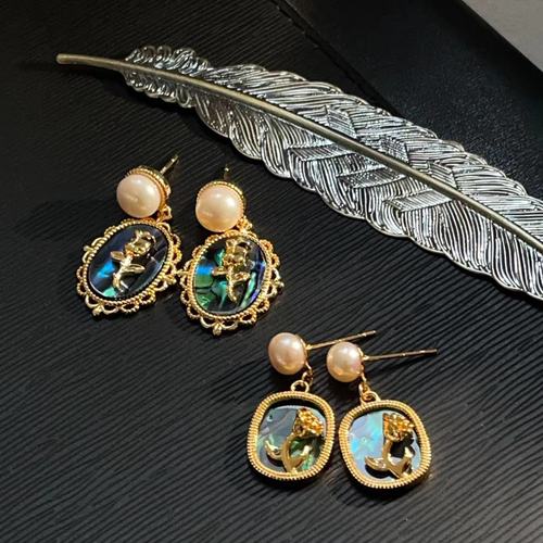 2024 Spring New Original Colorful Abalone Shell Freshwater Real Pearl Rose Flower Earrings Exquisite Light Luxury Earrings