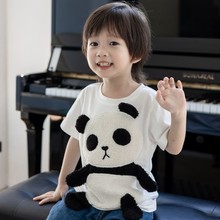 可爱卡通立体小熊猫衣服亲子装T恤短袖儿童男童女童宝宝上衣夏季