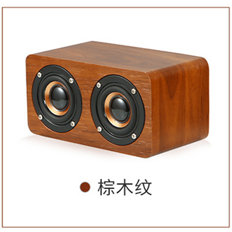 简约木质复古蓝牙音箱低音炮重低音大音量双喇叭木纹充电小音响