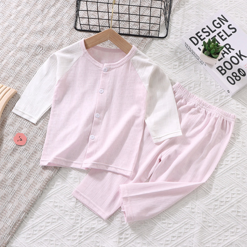 Summer New Children's Pajamas Short Sleeve Short Pants Unisex Baby Long Sleeve Air Conditioning Clothes Infant Thin Homecoming Wear