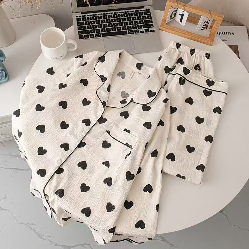 Al por mayor transfronterizo nubes de otoño pijamas de manga larga pantalones cardigans de dibujos animados con solapa linda ropa de hogar