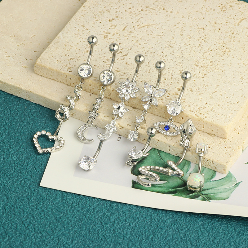 Rose Gold Belly Button Ring Set 9Pcs Stainless Steel Body Piercing Jewelry detail image 17
