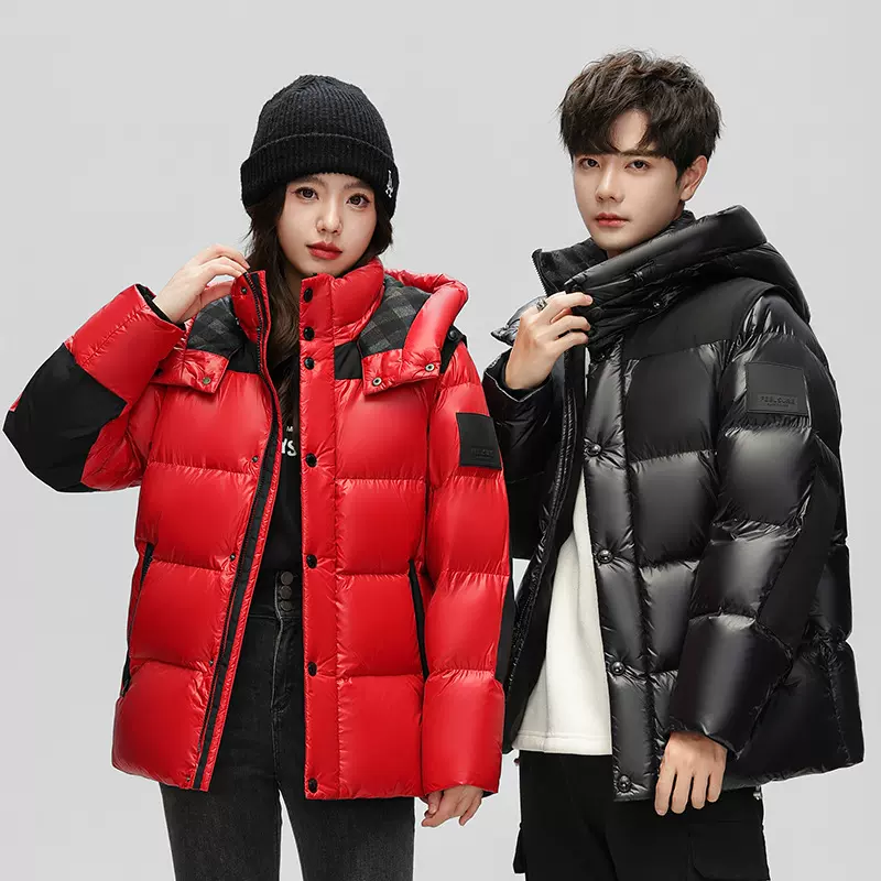 2023冬季新款情侣羽绒服短款面包服可拆卸袖马甲长袖2穿帽可脱卸