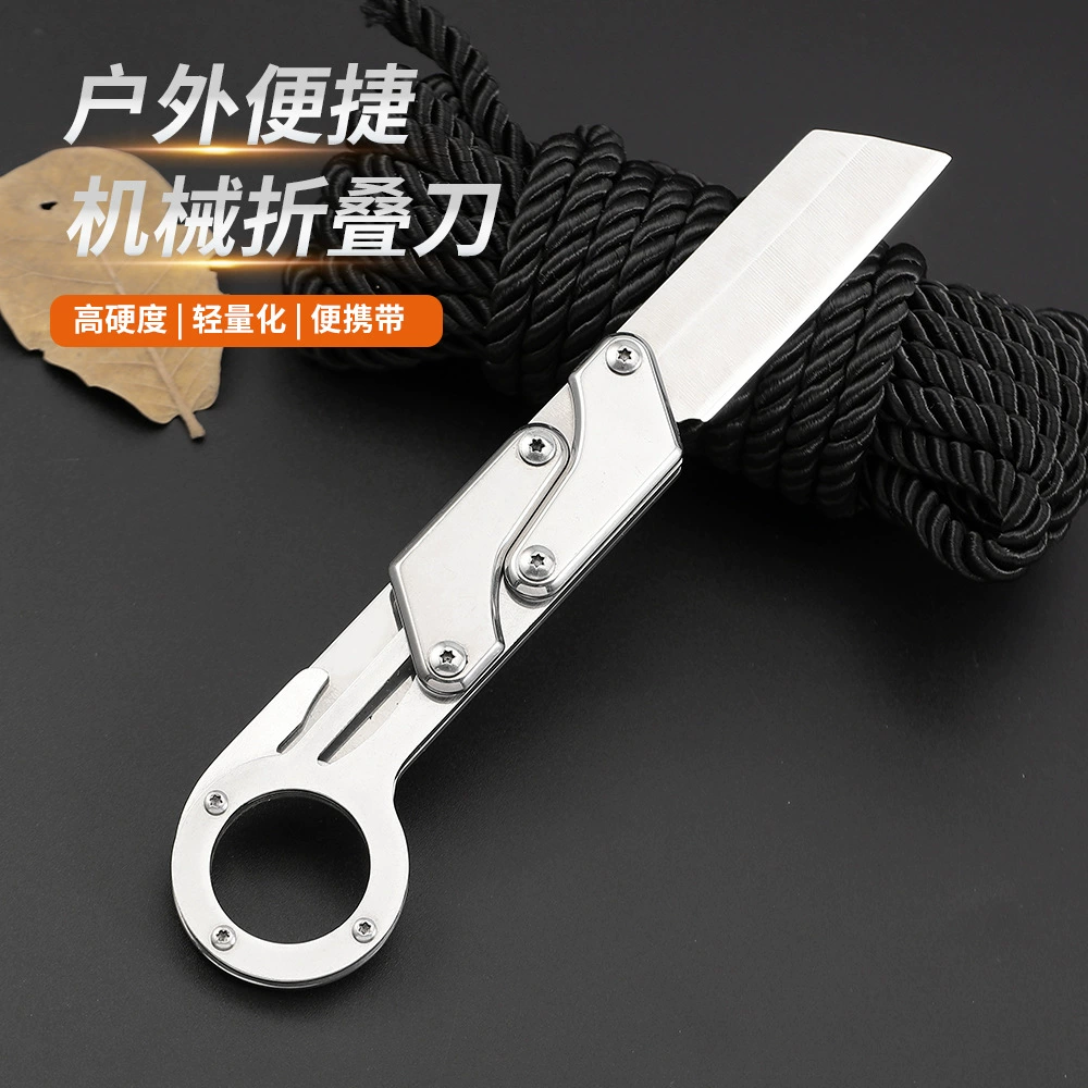 Outdoor mechanical folding tool convenient folding knife high hardness multifunctional push form fruit express knife