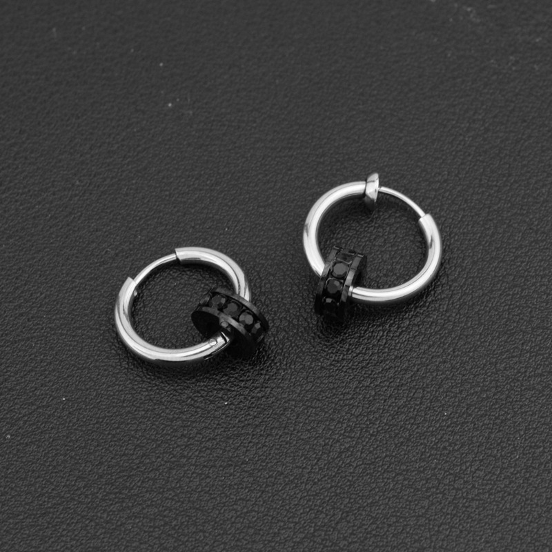 Schwarze Diamant Ohrhänger Für Männer Antiallergisch_voghion.com