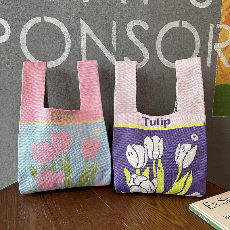 Bolsas de nicho de diseño flor Tulipan bolsas de tejido bolsas de tejido dopamina chaleco bolsas de mano