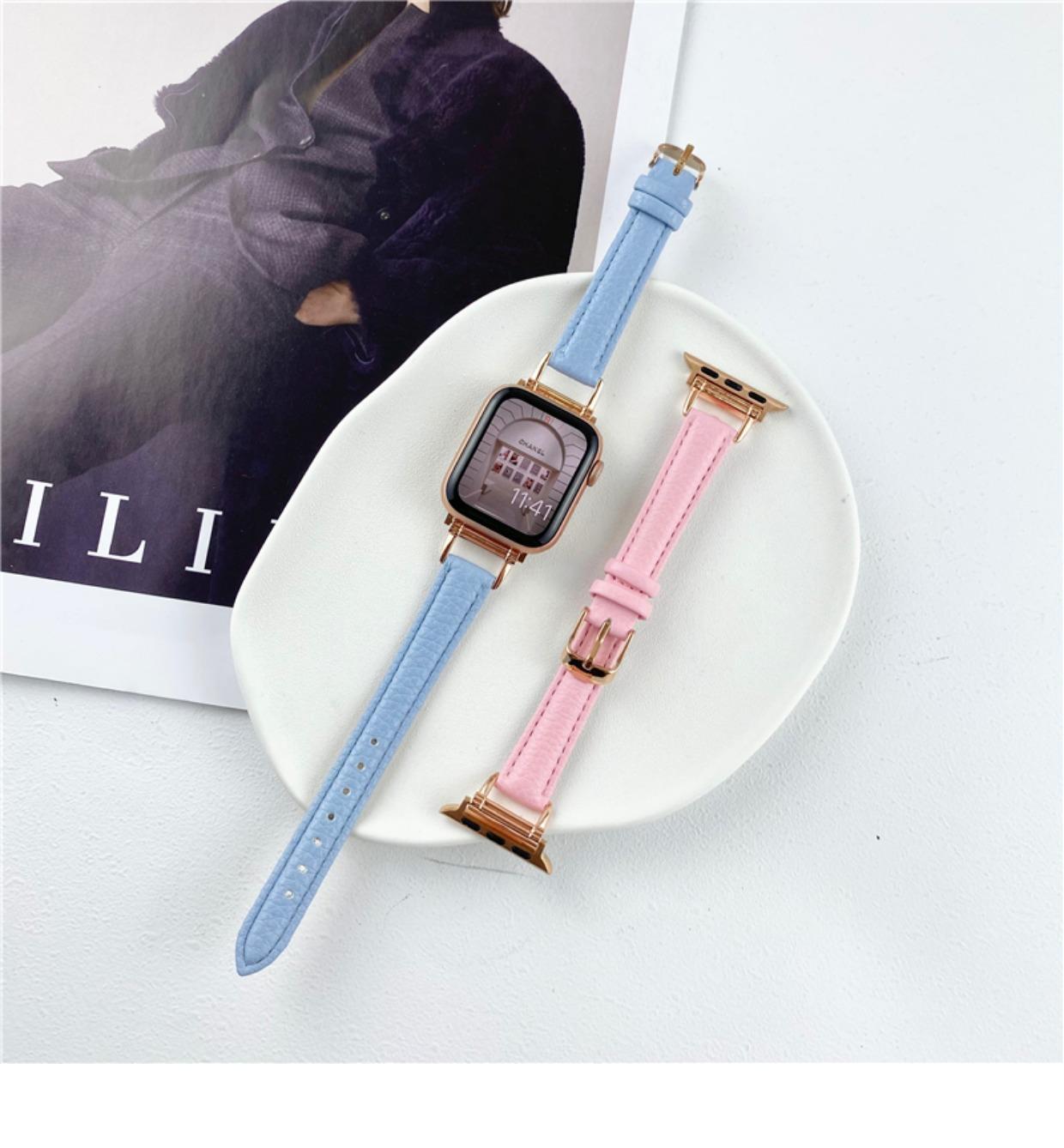 适用applewatch表带女款感皮质se苹果手表iwatchs7/6/5/4/3/2详情16