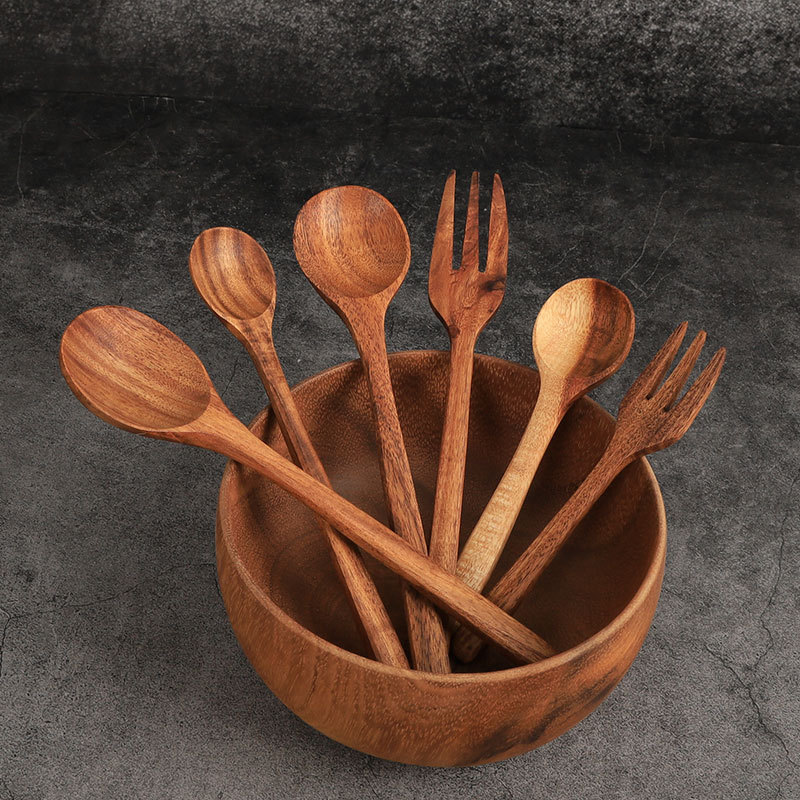 Cuchara de madera verde directa de fábrica sin pintar adulto cuchara de madera China cuchara de Acacia creativa gran cantidad Congyu