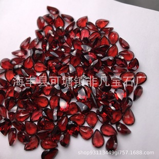 Natural Garnet Ring Surface Bare Stone Drop-shaped Fully Net Natural Colored Gemstone Jewelry Inlaid with Bare Stone Wholesale