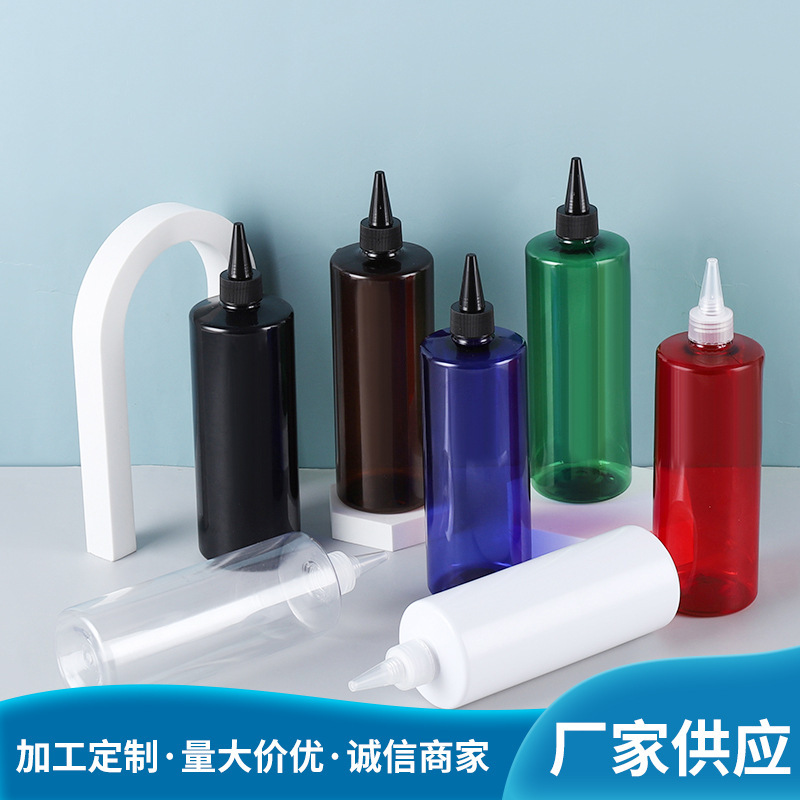 500ml平肩尖嘴瓶电发水盖瓶小口瓶宝塔盖PET瓶