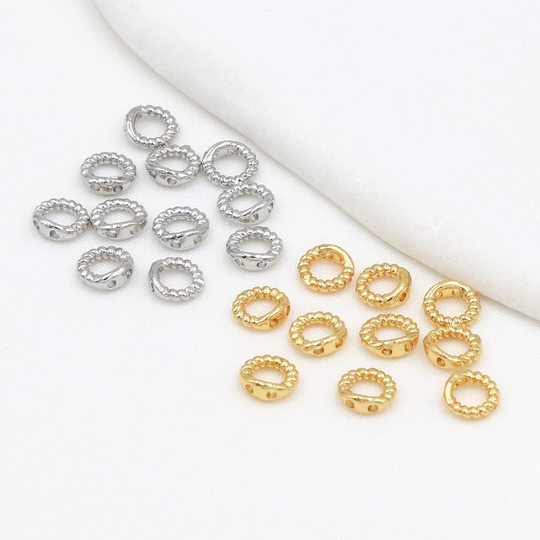 18K Real Gold Threading Closed Ring Connecting Ring Finishing Double Hole Pig Nose Ring Gold-Plated DIY Necklace Bracelet Accessories B06