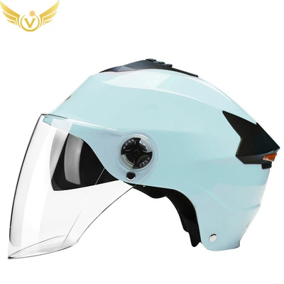 Motosiklet kaskı (dəbilqə) – Protection Half Helmet Breathable - ice-blue-transparent-mirror