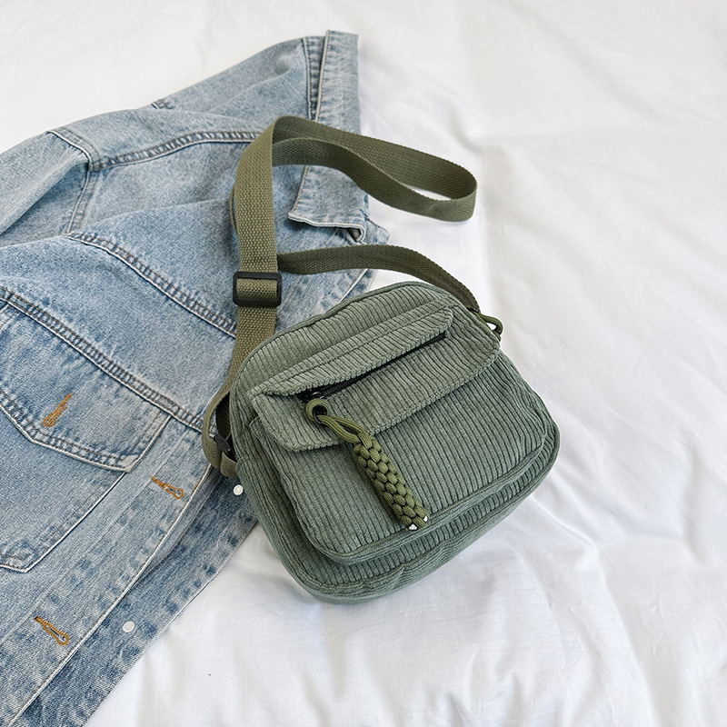 Corduroy 2025 Autumn and Winter New Style Simple and Fashionable Solid Color Women's Bag Single Shoulder Crossbody Bag Campus Style Ins Trendy Bag