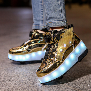 Boys' Heelys Shoes, Two-Wheeled Invisible Sports Roller Skates, Rotating Buttons, Medium and Large Kidsren's Flashing Wing Skates