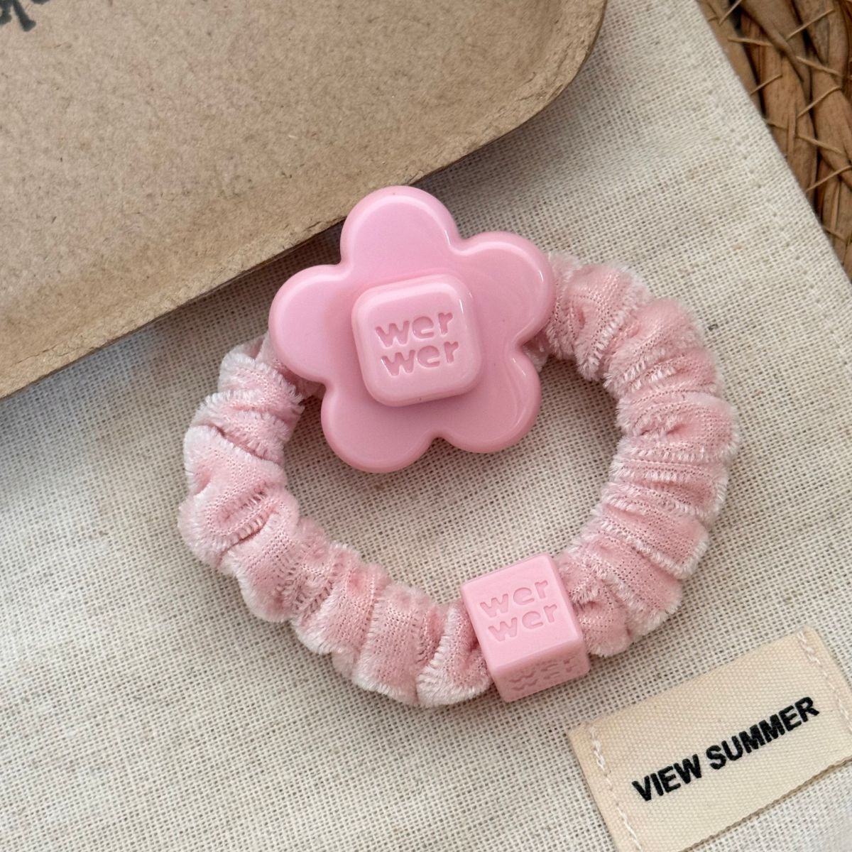Pink bow hair tie, acetate hair band, stylish and cute hair accessory for girls, Korean-style hair ornament