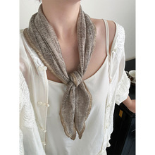 纯色镂空三角巾女2025新款装饰系脖领巾百搭韩版包头头巾时尚批发