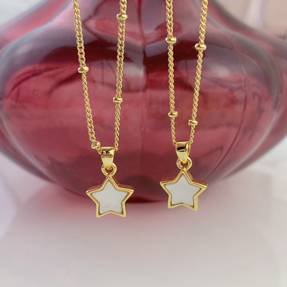 304 Stainless Steel Chain Material Daily Occasion Fashion Star Copper Inlaid Shell Necklace