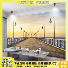 3d立体延伸空间墙纸复古酒店网吧个性壁纸工业风休闲吧背景墙壁布