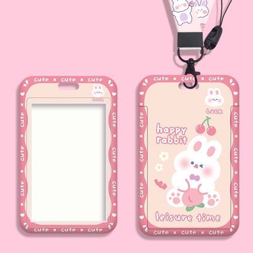 Cute student slide card holder anti-lost embossed campus card badge protection set document set access control card package foreign trade