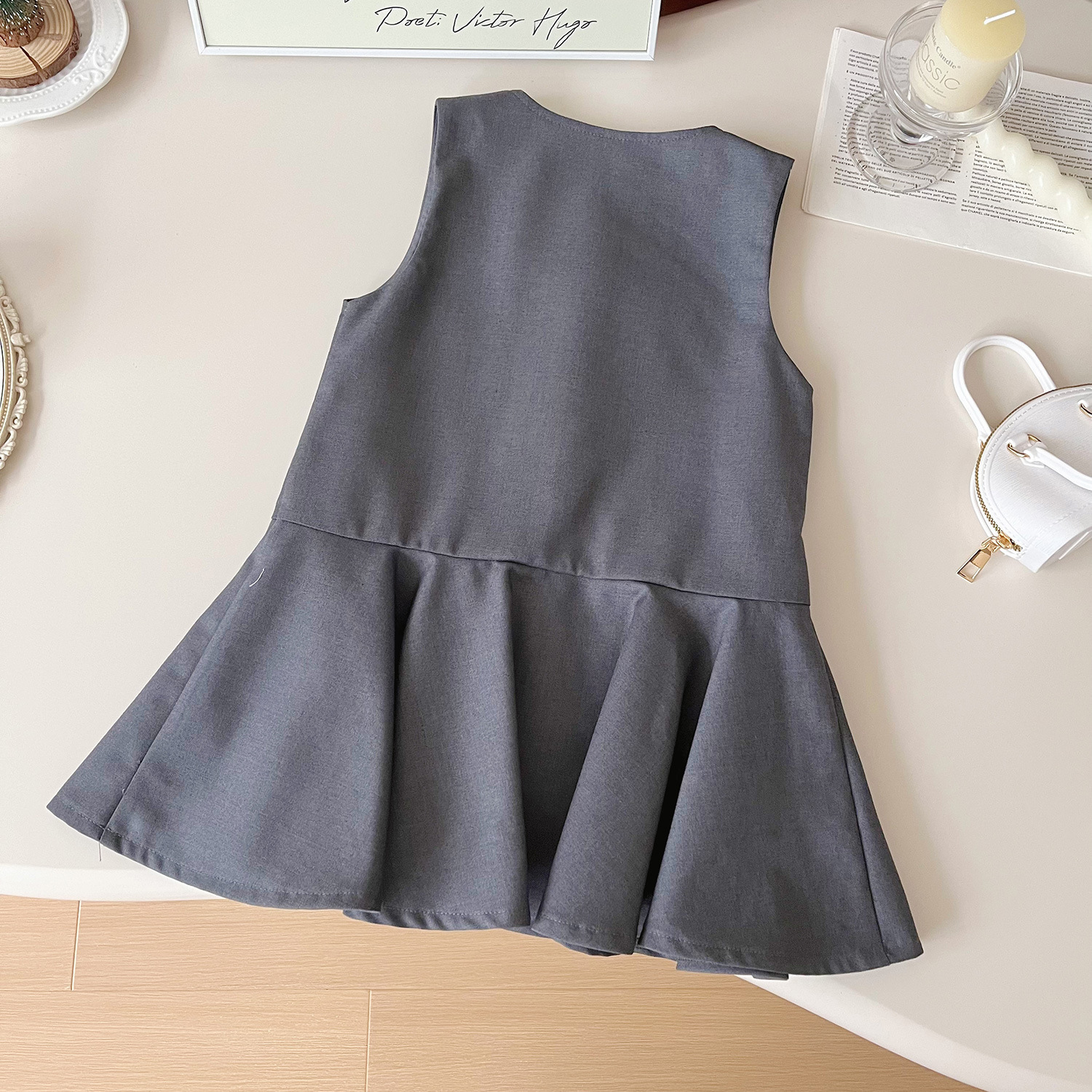 Mädchen Set Aus Langarmhemd Mit Revers Weste Und Rock Für Kinder_voghion.com