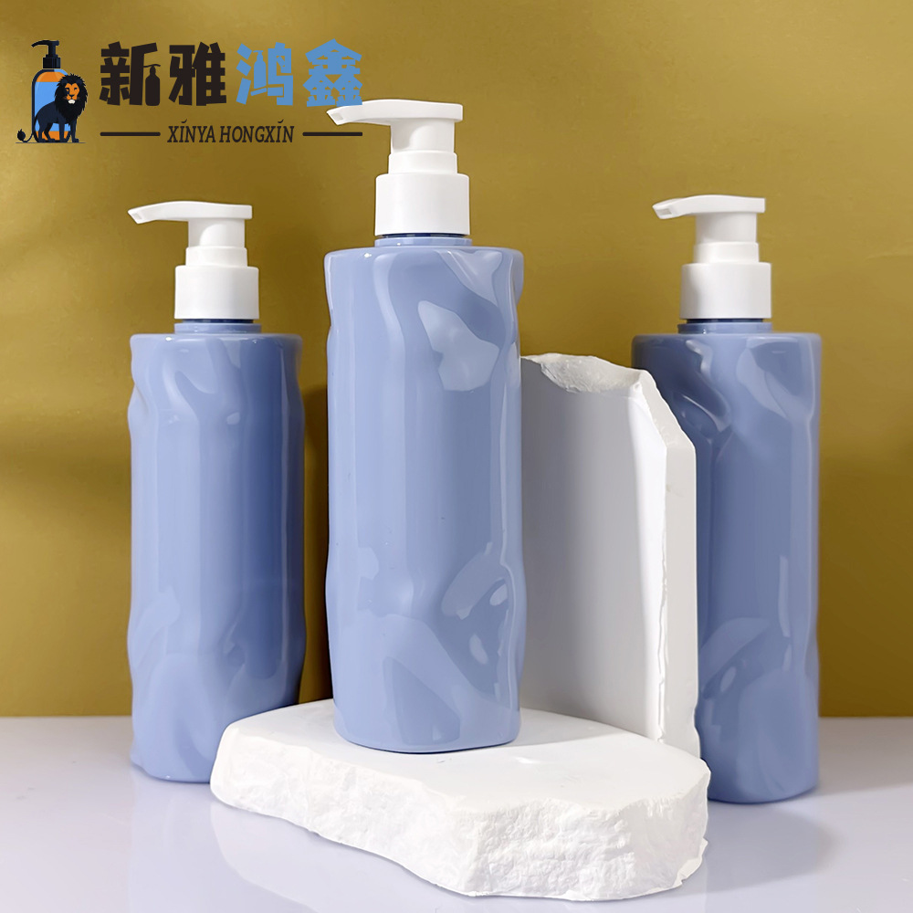 源头工厂300ml异形平肩塑料圆瓶 PETG洗发水分装瓶身体乳液按压瓶
