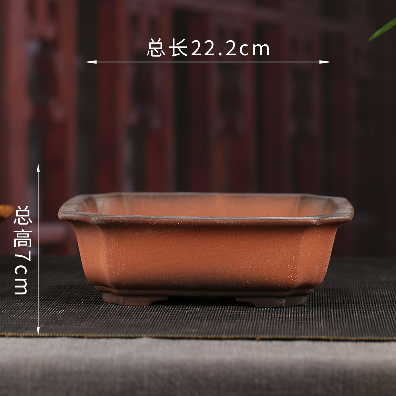 Antiguo púrpura arena maceta fábrica al por mayor grande rectangular suculenta gres bonsai simple orquídea especial maceta