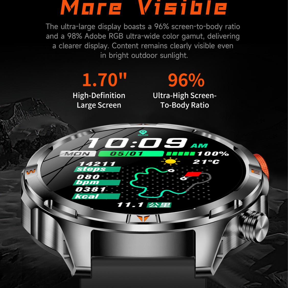 Cross-Border V85 Smart Watch 1.75inch Large-Capacity Battery Hd Screen Health Monitoring Exercise Record Call Operation