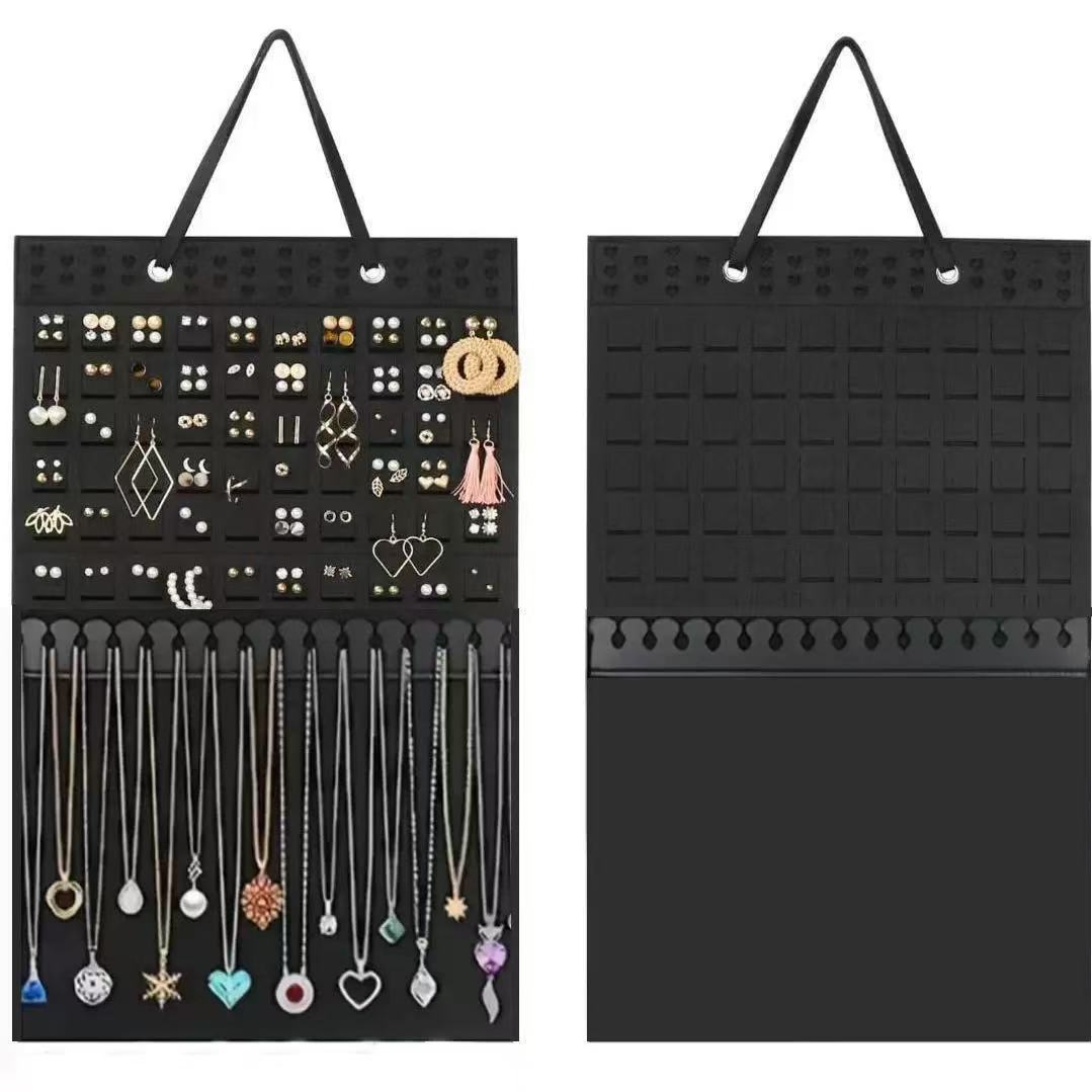 Fieltro colgante bolsa pendientes almacenamiento colgante bolsa colgante montado en la pared joyería colgante bolsa pendientes collar anillo almacenamiento