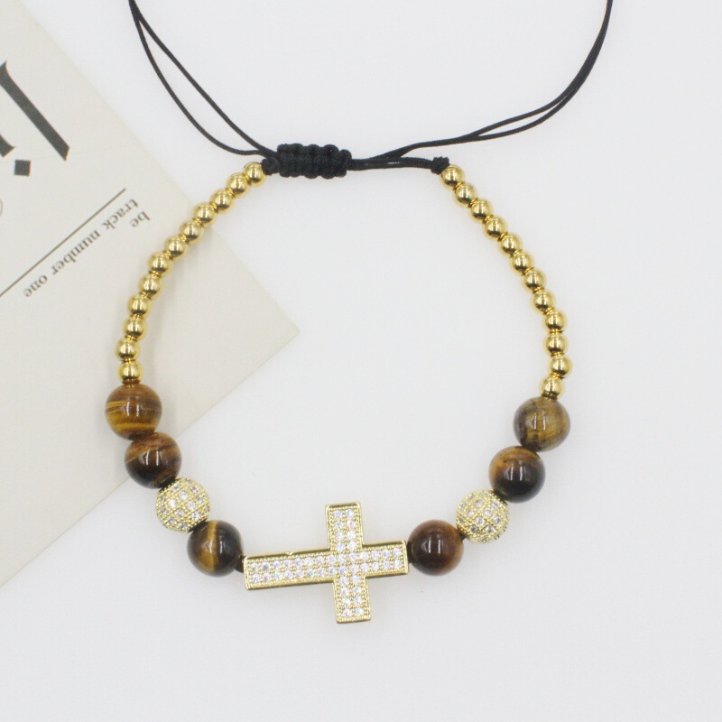 Golden Cross Designer Men's and Women's Hip Hop High-end Fashion Bracelet Trendy European and American Couple Accessories All-match Bracelet Trendy