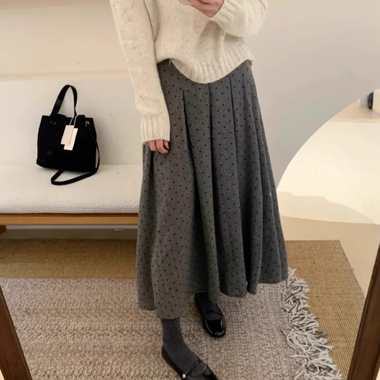 Юбка, стиль Кореи, высокая талия, облегающая, А-силуэт