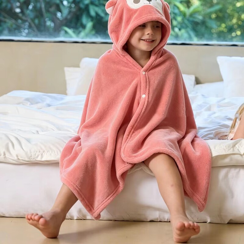 Children's bath towel coral fleece absorbent hooded cape popular bathrobe cartoon hooded children's bath towel wholesale