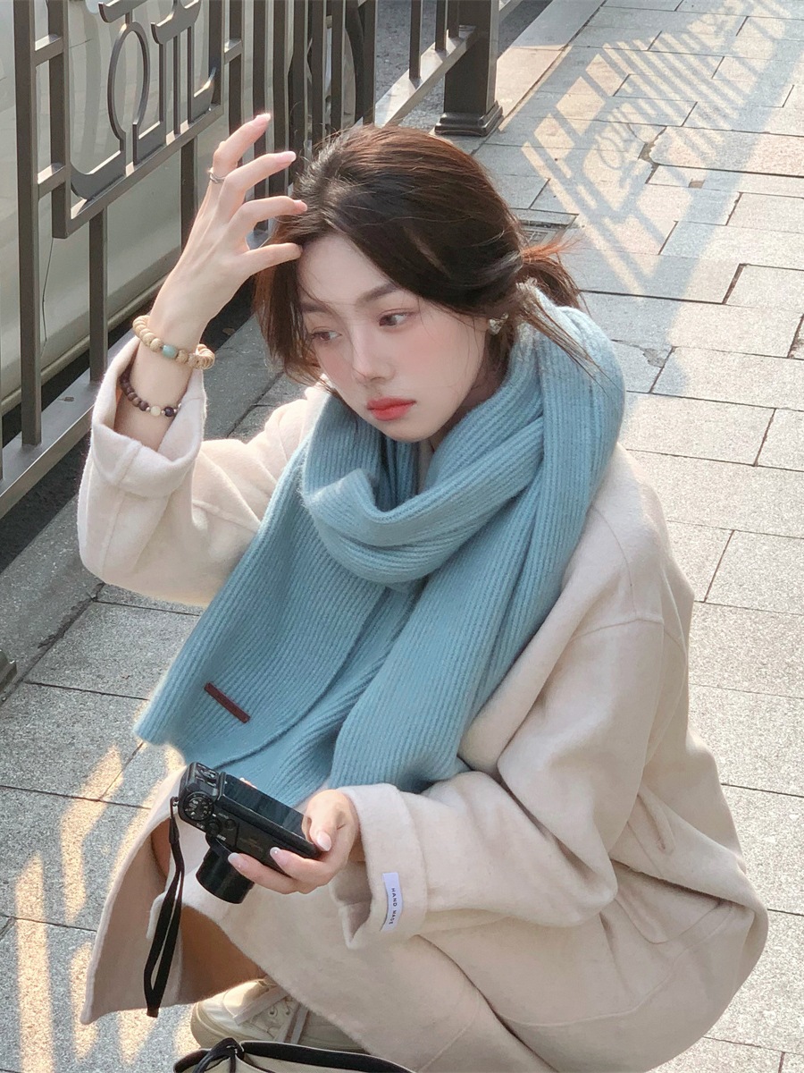 Knitted Scarf For Women Warm Wool Scarf Versatile Autumn Winter_voghion.com