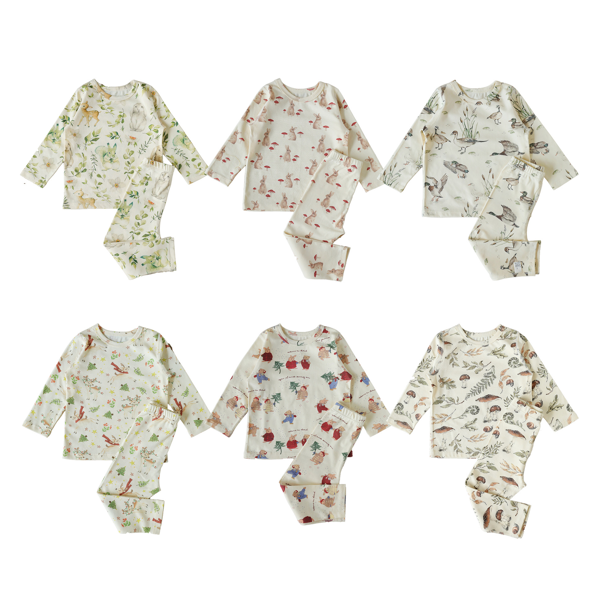 (2개) 어린이 면화 클래스 A 항균 잠옷 2025 새로운 소년과 소녀  가을 옷과 바지 따뜻한 가정 옷 세트