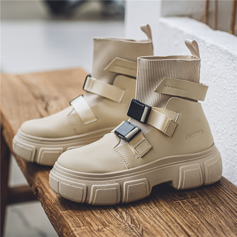 Autumn Winter Workwear Trendy Men's Casual Mid-Calf Work Martin British Style Motorcycle Boots High Top Shoes_voghion.com