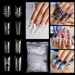 Cross-border exclusive nail art special shape irregular starry hollow nail transparent lace French false nails