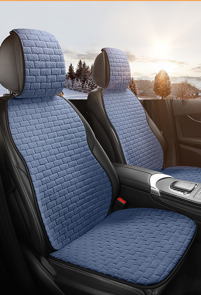 Four-Season Universal Car Seat Cushion Without Backrest, Single-Piece Plush Three-Piece Set, Non-Slip Single Rear Seat Cushion with Backrest, Winter