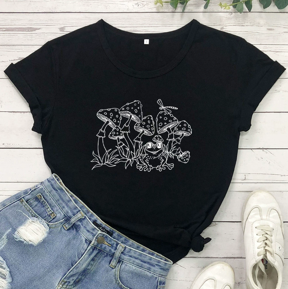 Гриб группа, футболка Новая мода с коротким рукавом письмо напечатано футболка