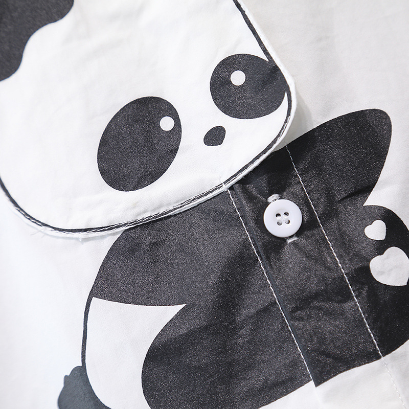 7300 traje de camisa panda para niños 2025 nuevo estilo niño verano ropa de manga corta verano moda calle frita estilo delgado