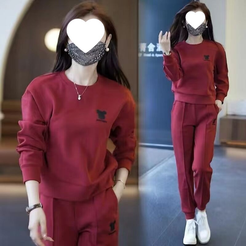 休闲运动套装女春秋季2025新款时尚洋气减龄大码卫衣跑步服两件套|undefined