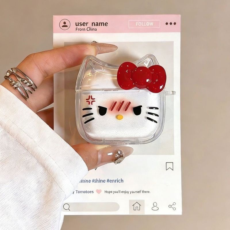 Angry KT Cat AirPods4 Bluetooth auriculares protectoras AirPodPro3 estuche Huaqiang Bei 5 generación