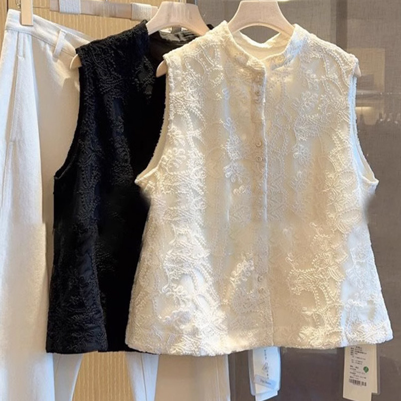 New Chinese Style Improved Fresh Lace Small Chanel Style Round Neck Sleeveless plus size Vest Women's 2024 Summer Fashion Vintage
