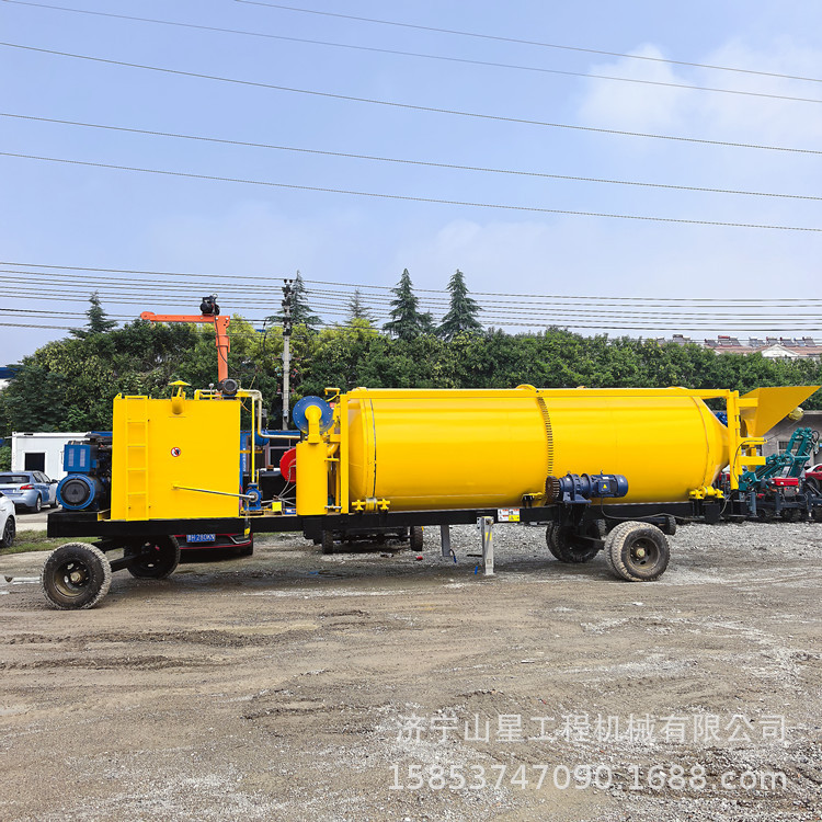 装柜出口型沥青拌和机路面铺设再生料搅拌机双层滚筒式加热炒料罐