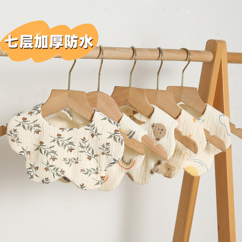 Korean style gauze cotton newborn saliva bag 7-layer waterproof baby bib pure cotton bib baby saliva towel type A