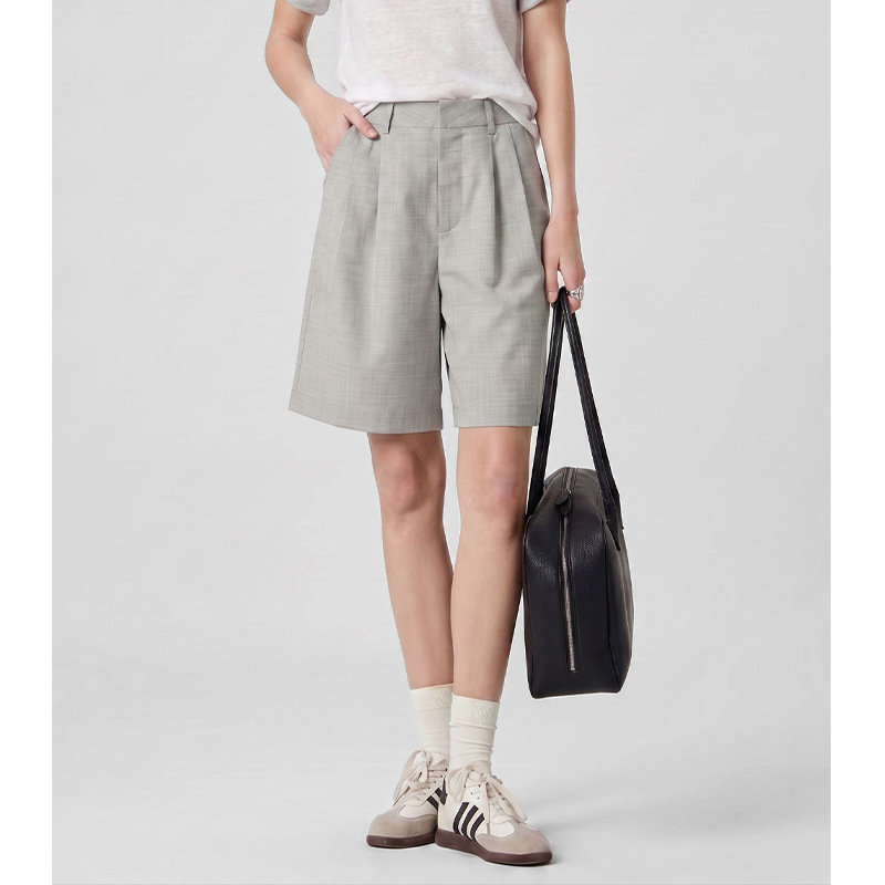 【Lang* Order】Office Casual Style Drapey Anti-Wrinkle High-Waisted Pleated Design Shorts Summer Loose Casual Pants 【Lang* Order】Office Casual Style Drapey Anti-Wrinkle High-Waisted Pleated Design Shorts Summer Loose Casual Pants