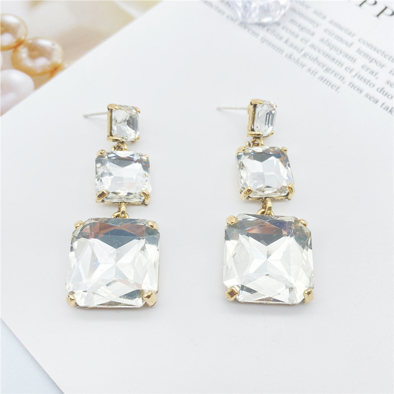Fashion Color Diamond Multi-layer Alloy Square Earrings display picture 6