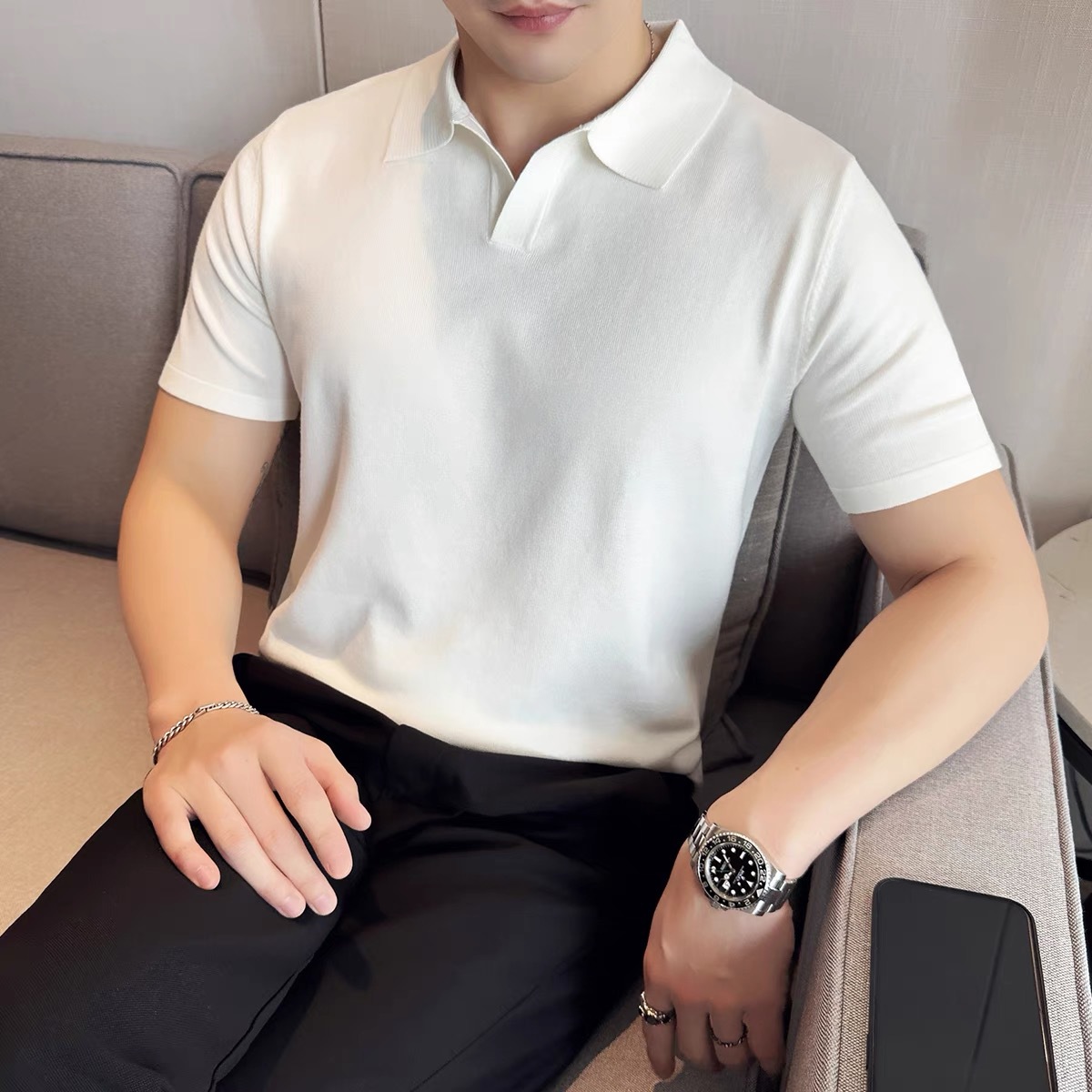 Camiseta de solapa de manga corta para hombre coreano de verano transfronterizo Camiseta de polo para hombre de comercio exterior Camiseta casual de Amazon al por mayor